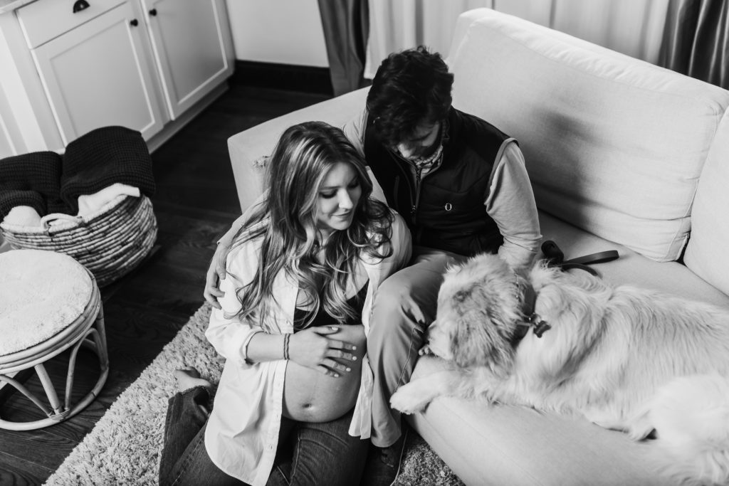 lifestyle maternity photo with dog