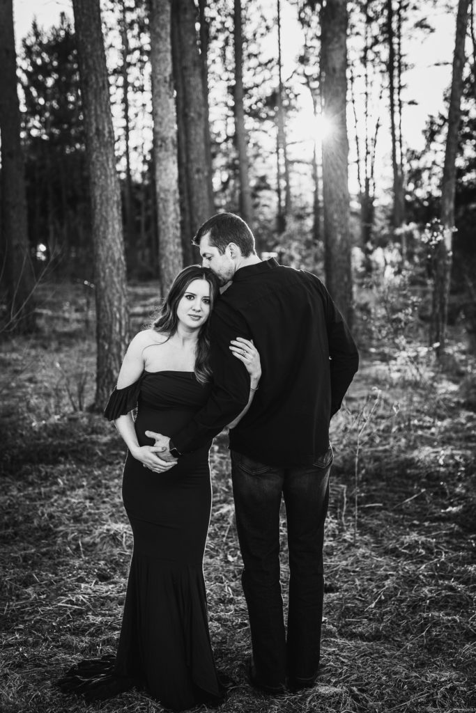black and white maternity session